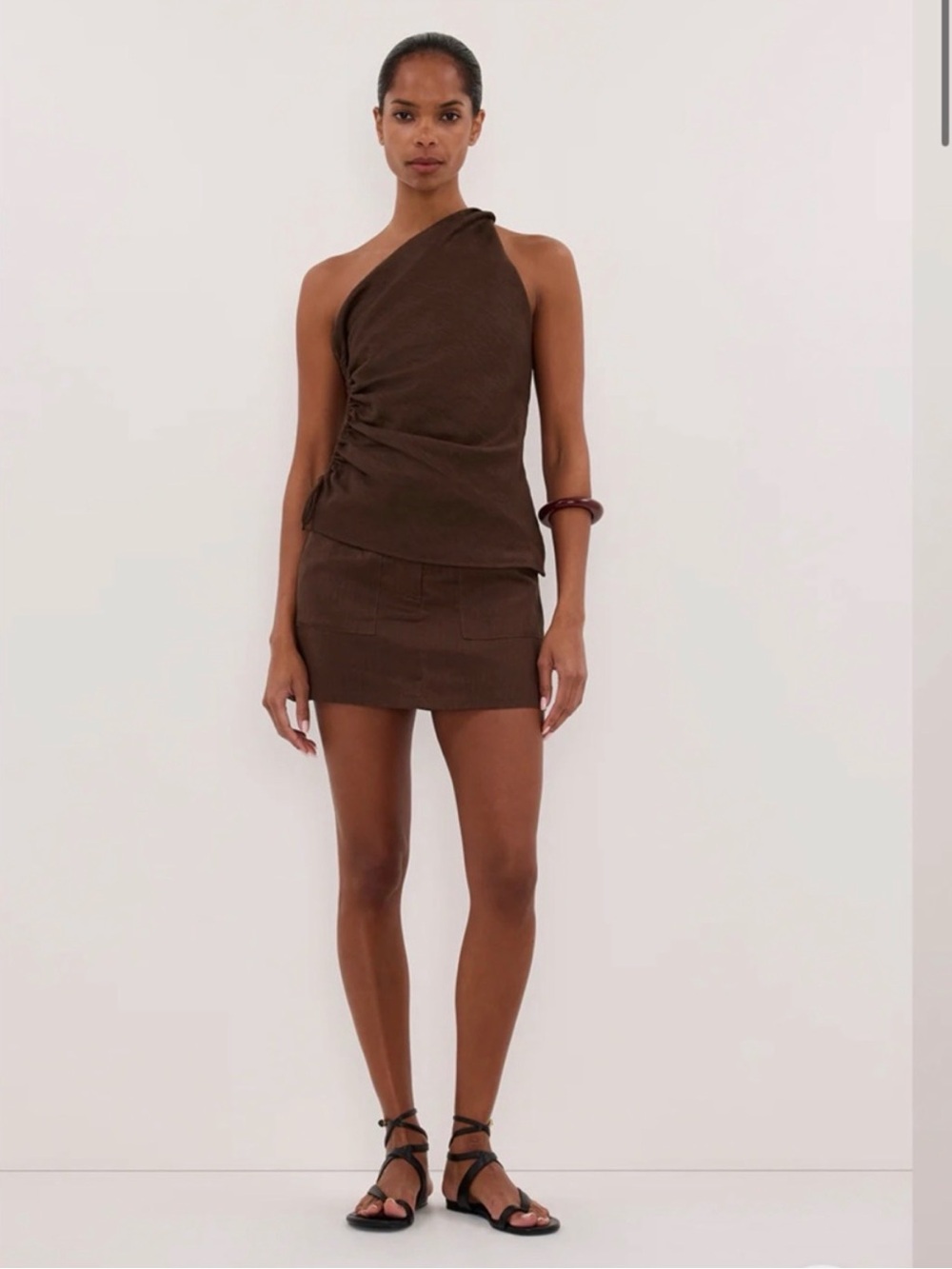 DISSH Eva Bitter Chocolate Linen Skort, Size US 6